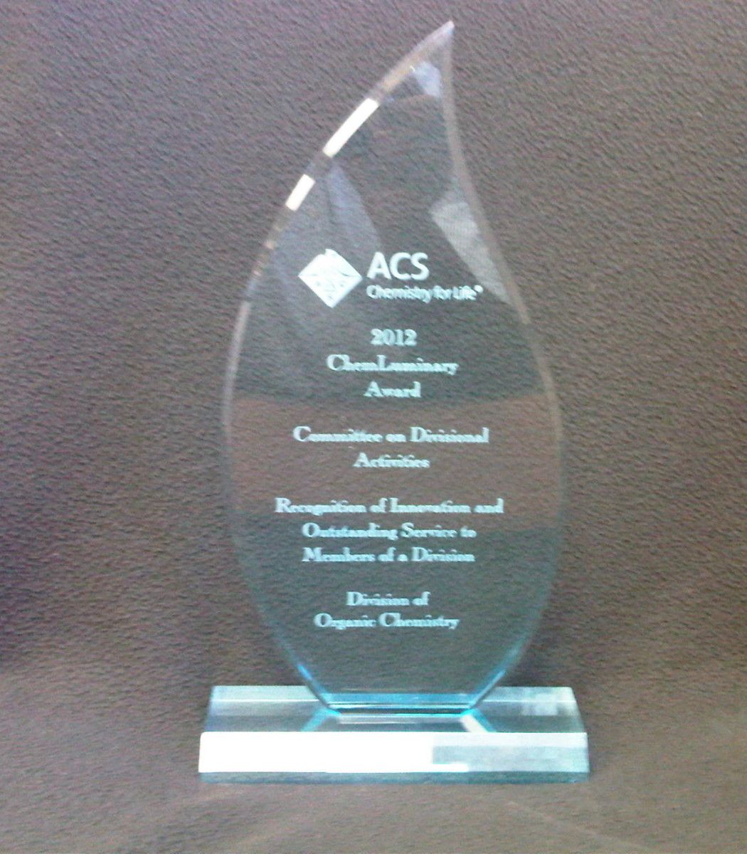 Photo of the 2012 Award Plaque