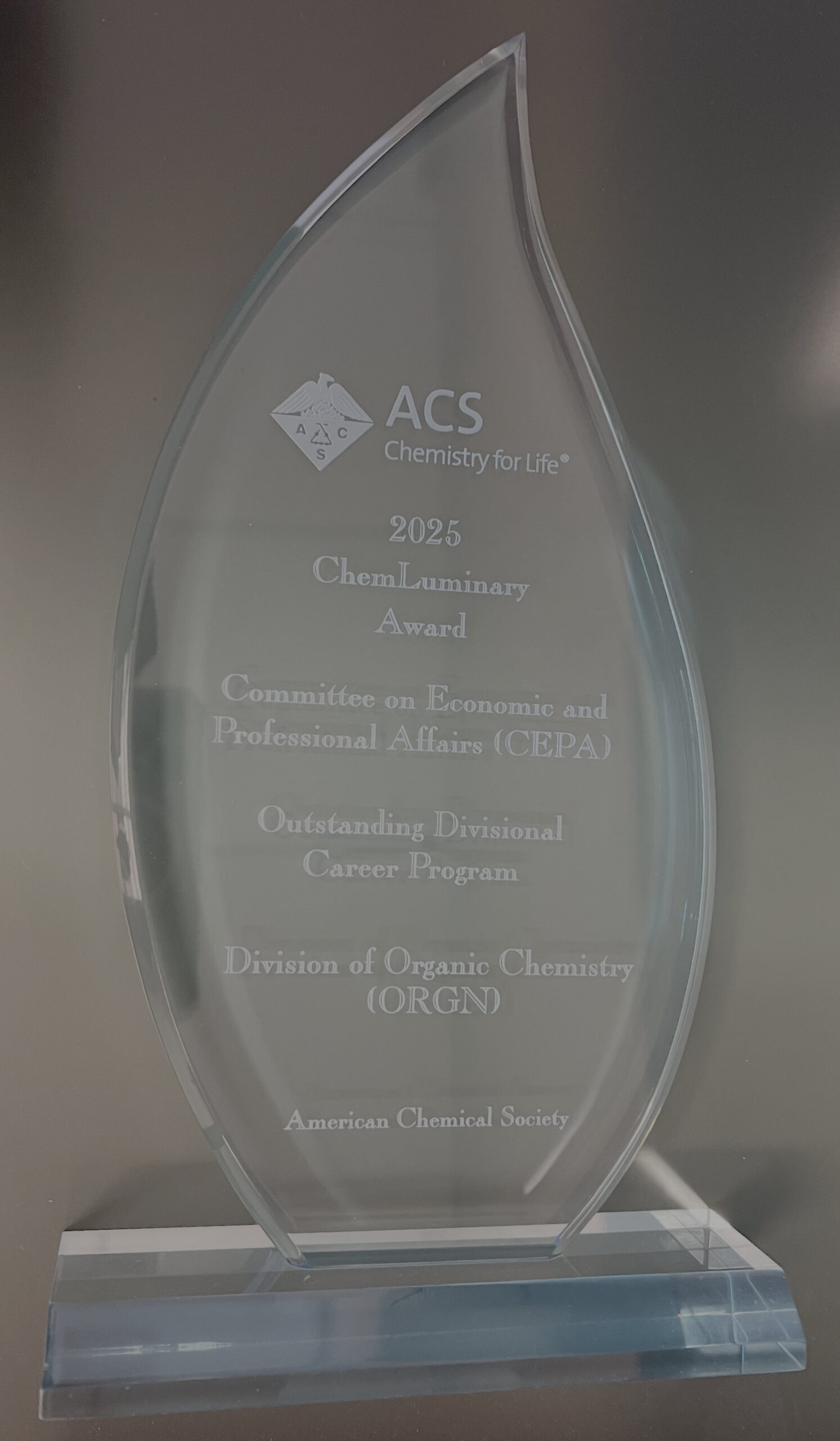 Photo of the CEPA 2025 Award Plaque