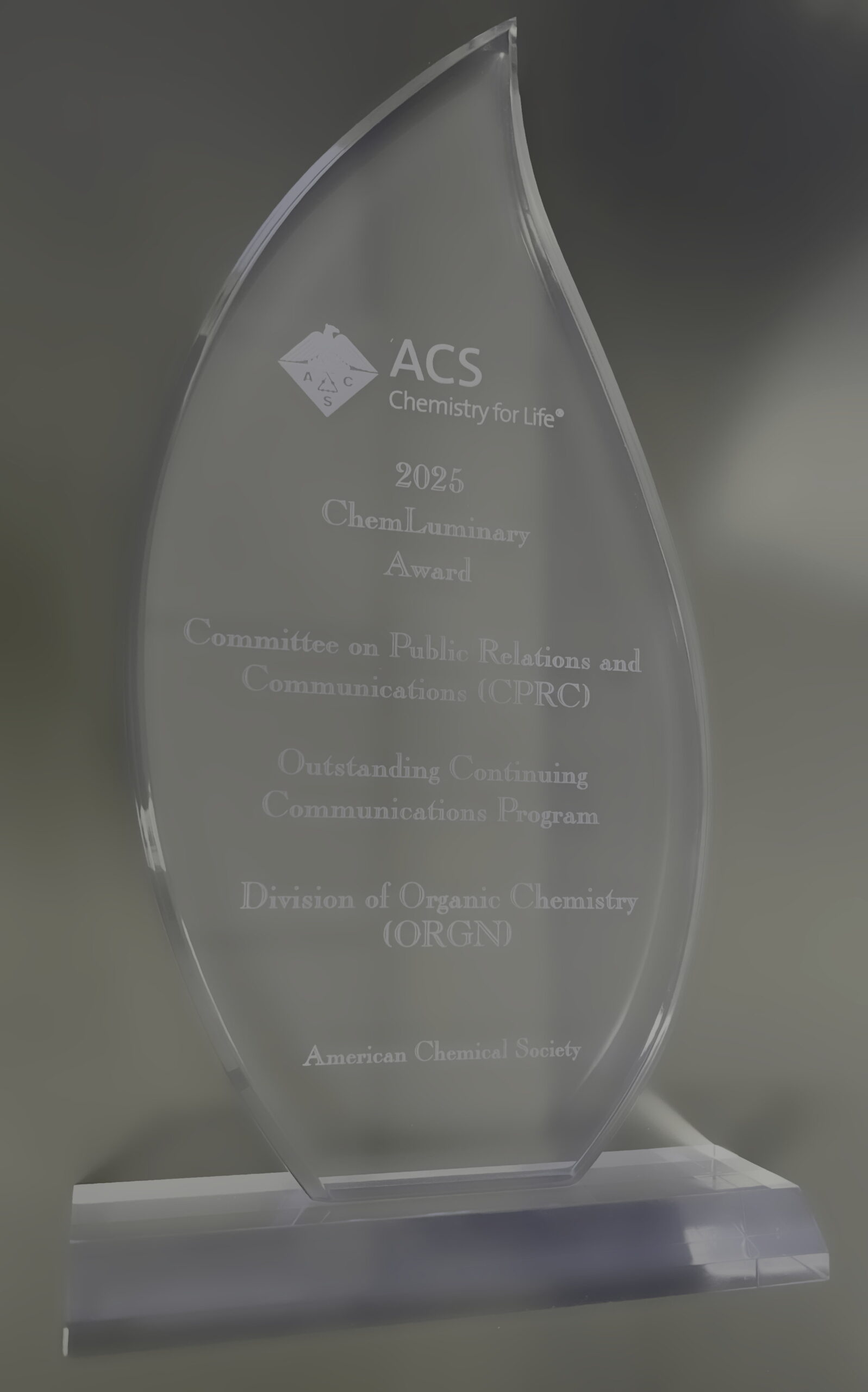 Photo of the CPRC 2025 Award Plaque